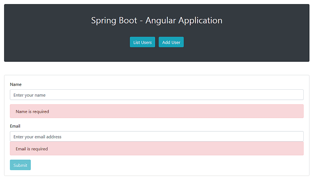 angular and spring boot project