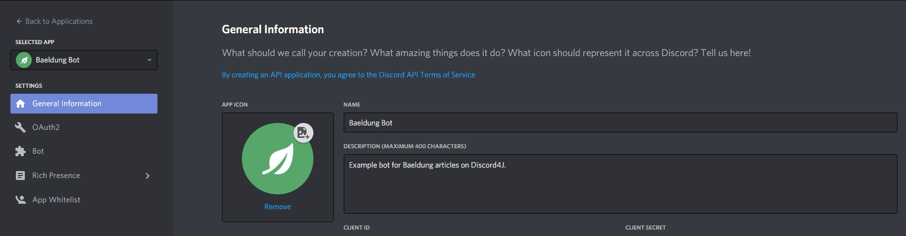 Creating a Discord Application