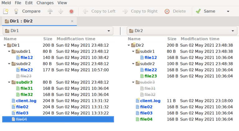 linux compare folders